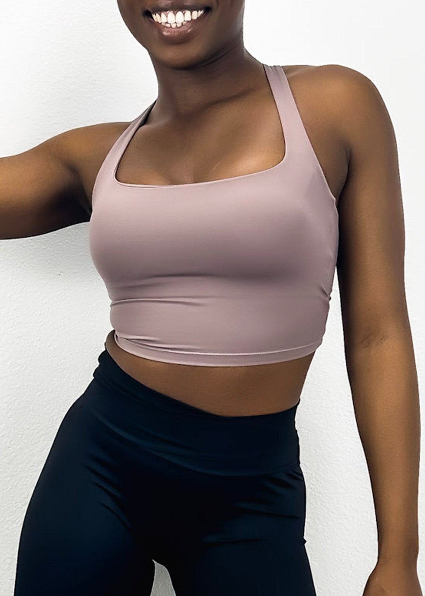 Square Neck Contouring Lined Open Back Sports Bra Tank