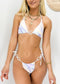Mini Halter Triangle String O Ring Graphic Bikini Set - Light Purple Pastel