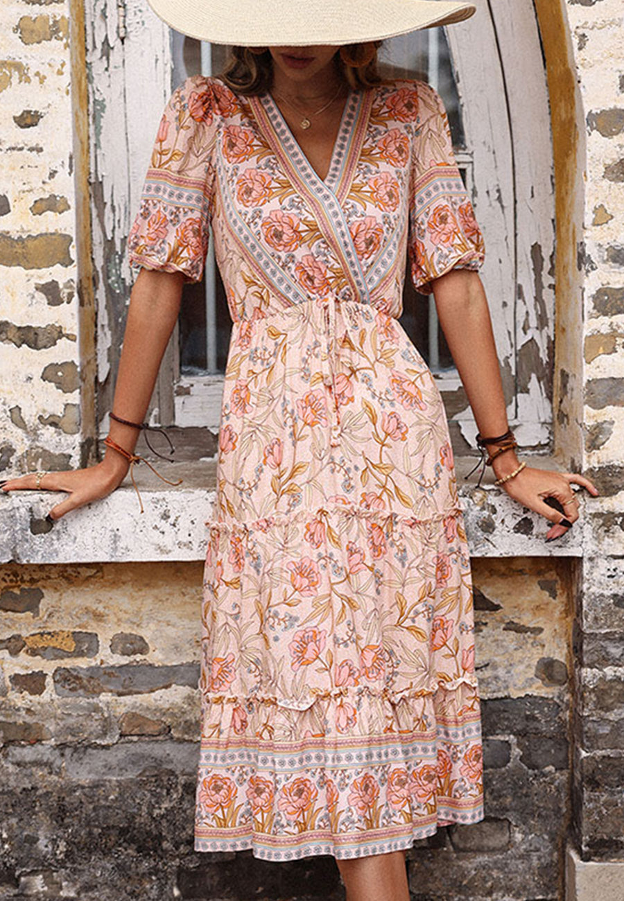 Floral Boho Puff Sleeve Dress