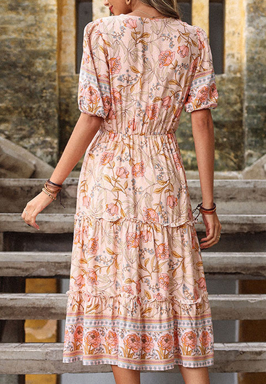 Floral Boho Puff Sleeve Dress