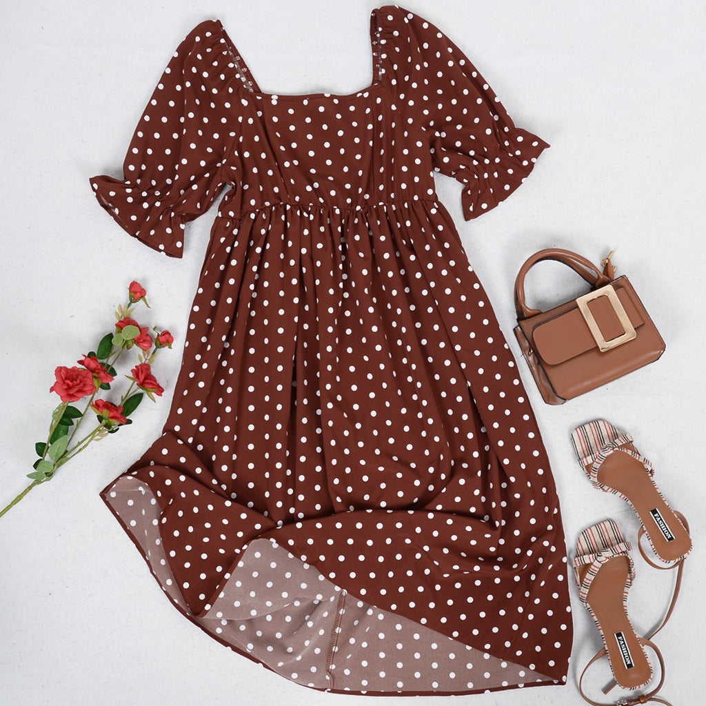 Polka Dot Puff Sleeve Dress