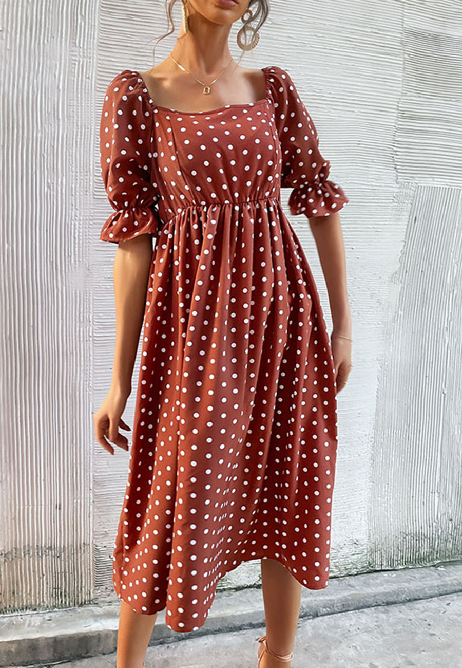 Polka Dot Puff Sleeve Dress