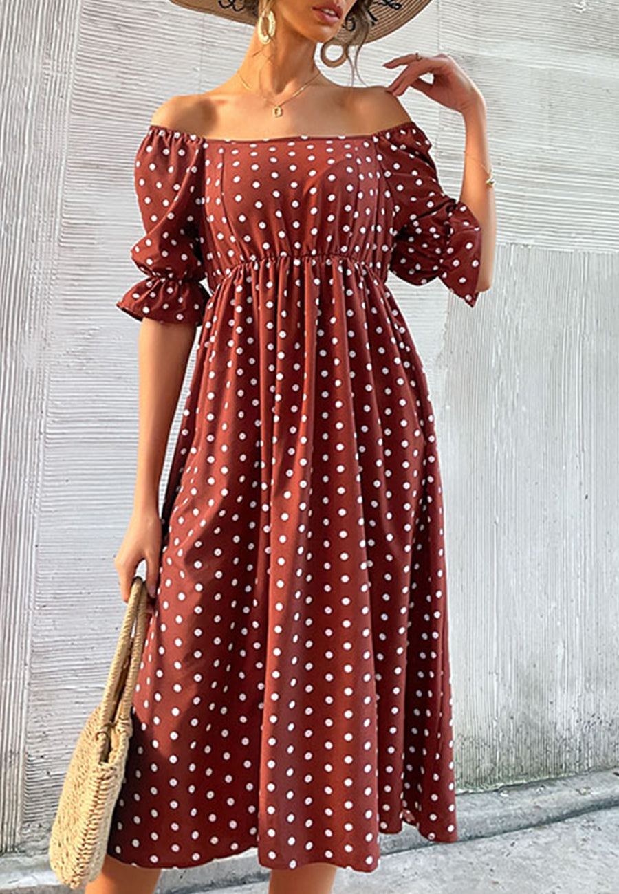 Polka Dot Puff Sleeve Dress