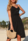 V Neck Button Overlap Dress