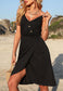 V Neck Button Overlap Dress