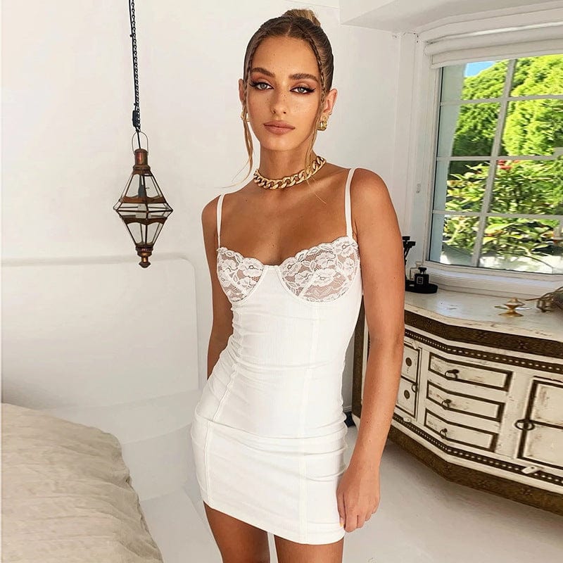 Fitted Lace Cup Lined Mini Dress