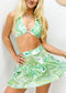 Halter O Ring Three-Piece Bikini Set & Skirt - Green