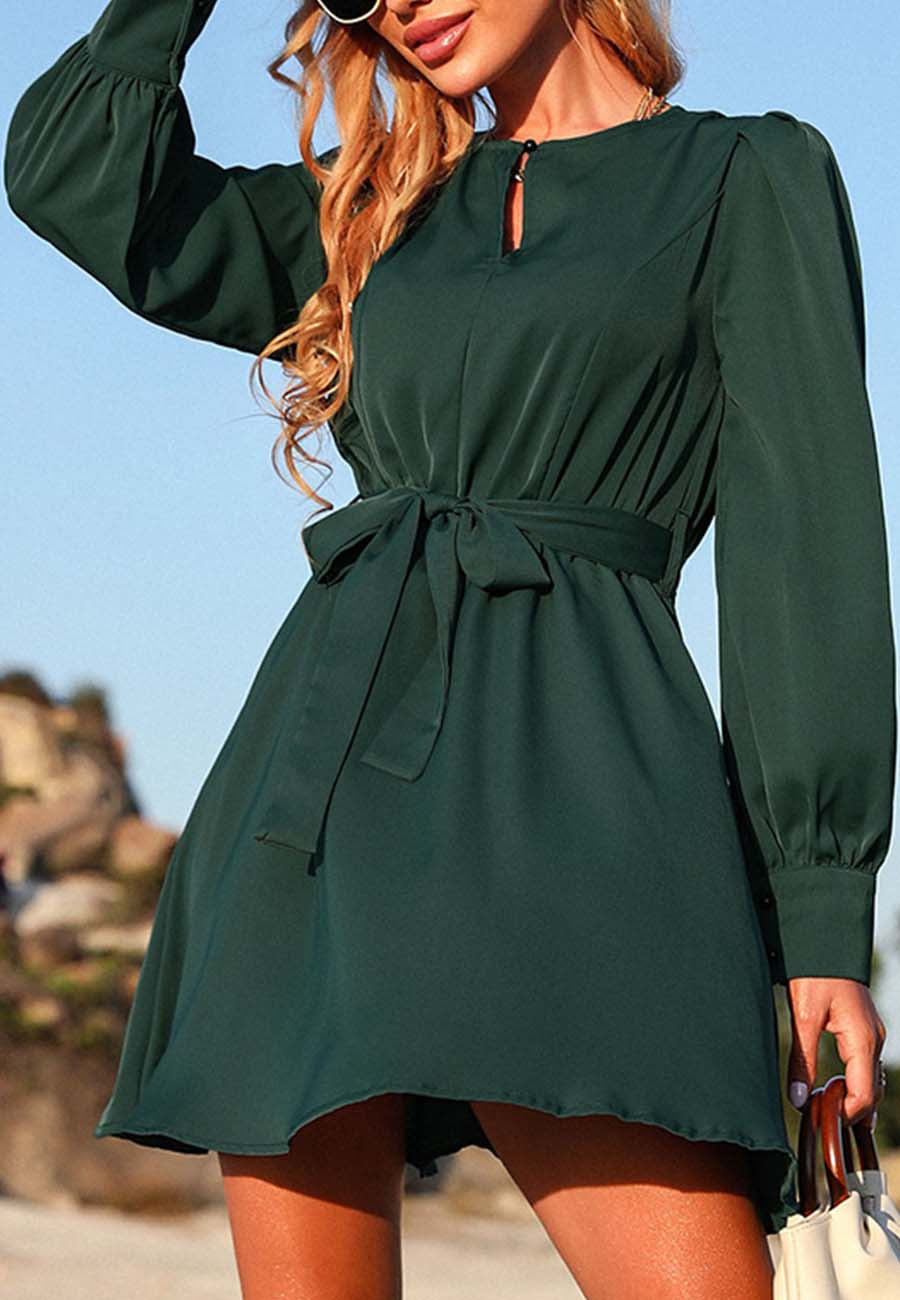 Solid Keyhole Front Dress