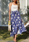 Shirred Waist Floral Maxi Skirt