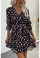 Heart Print Surplice Neck Dress