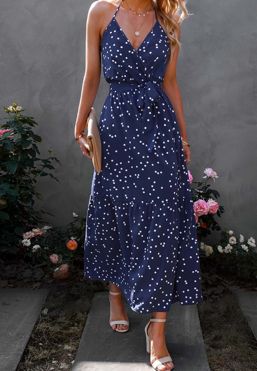 Surplice Halter Neck Maxi Dress