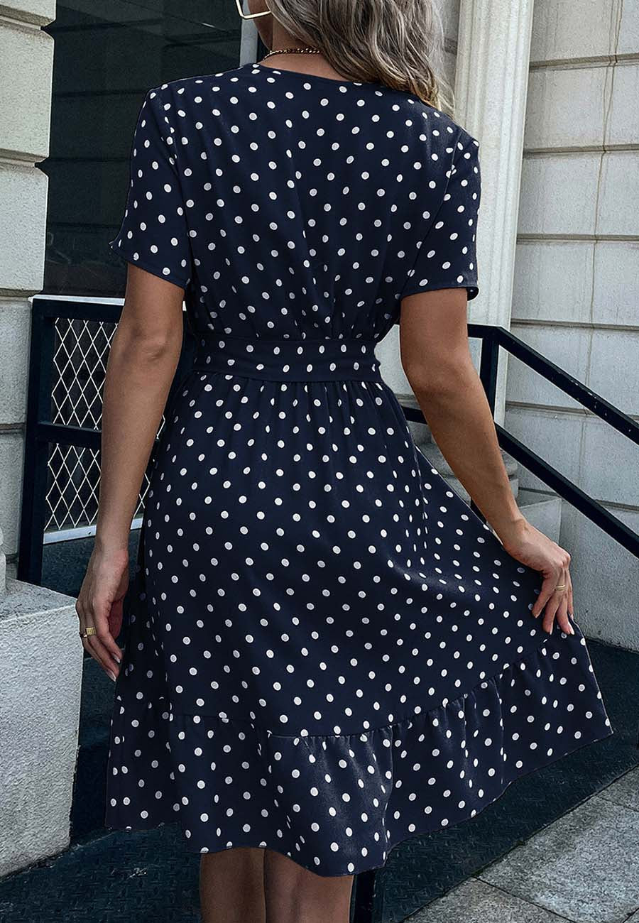 Button Front Polka Dot Dress