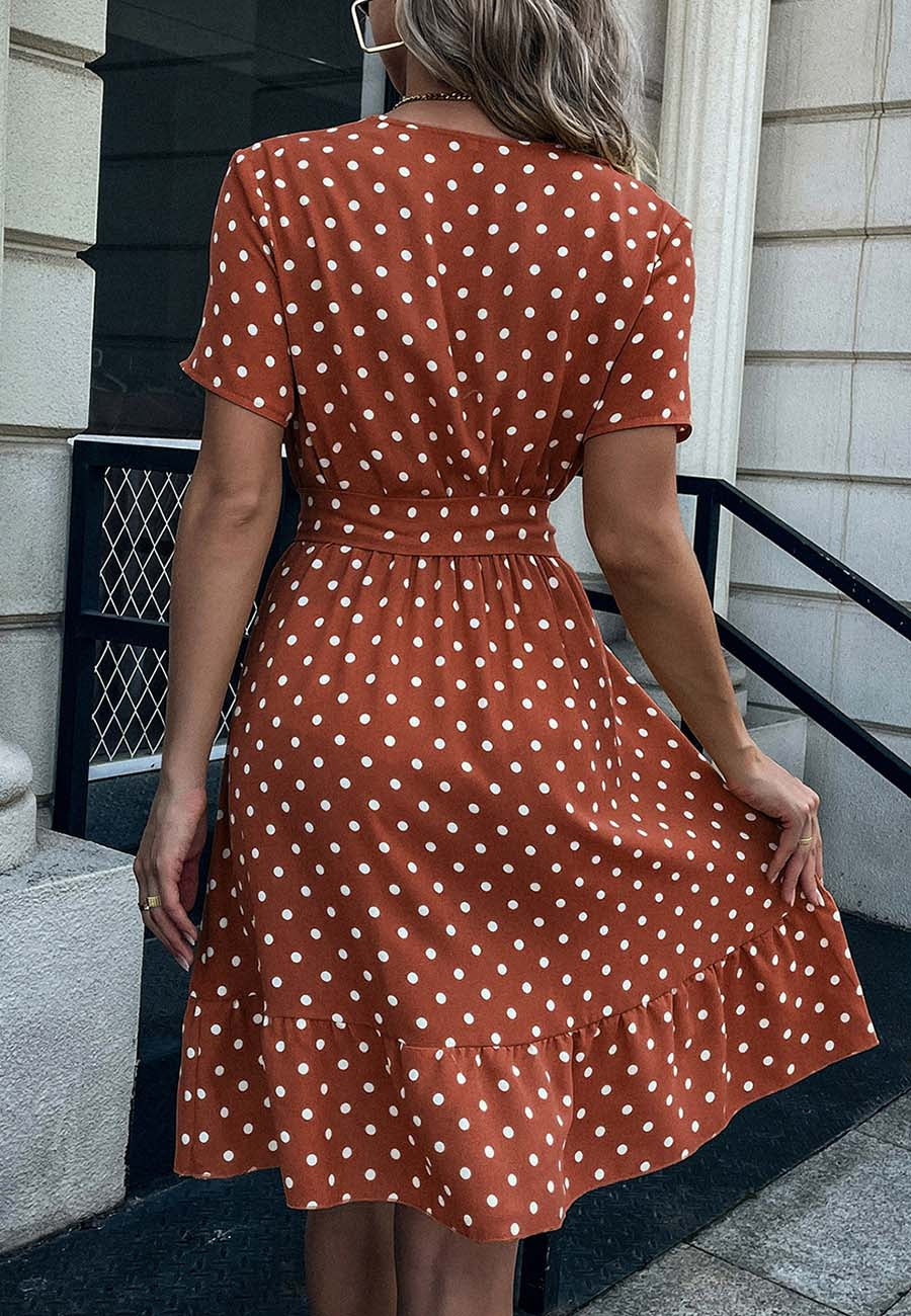 Button Front Polka Dot Dress