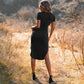 Rounded Hem Henley Shirt Dress