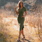 Rounded Hem Henley Shirt Dress
