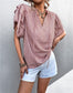 Ruffle Neck Tiered Sleeve Blouse