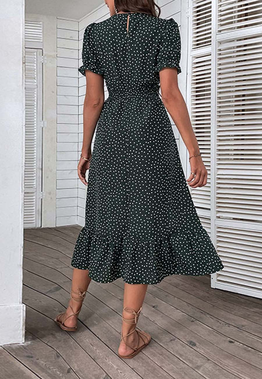 Polka Dot Keyhole Back Dress