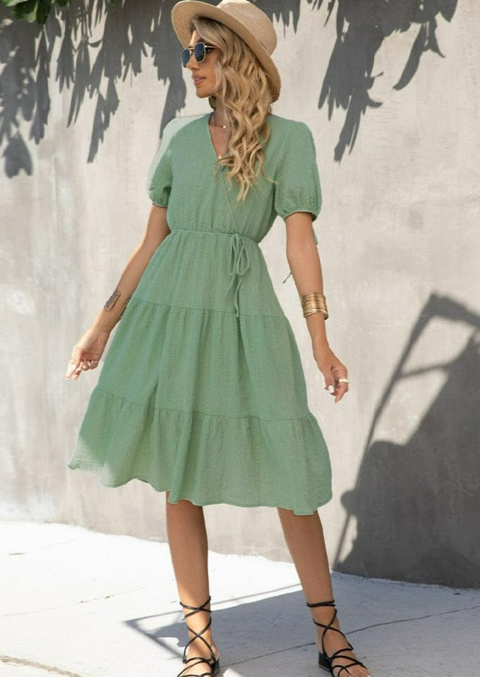 Puff Sleeve Tiered Dress