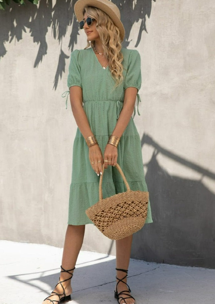 Puff Sleeve Tiered Dress