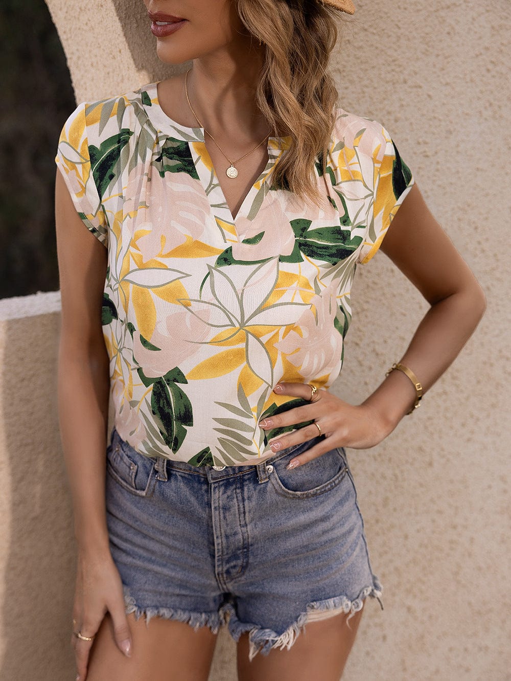 Floral Cap Sleeve Blouse