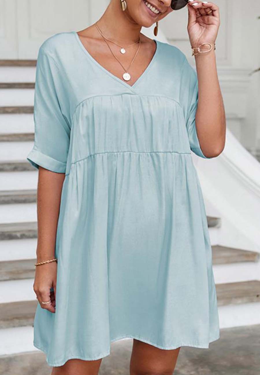 V Neck Tie Back Shift Dress