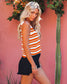 V Neck Striped Knit Top