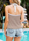 Contrast Binding Halter Knit Top