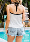 Contrast Binding Halter Knit Top