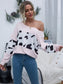 Color Block Cow Print Sweater