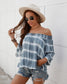 Striped Tie-Dye Off-Shoulder Blouse