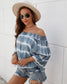 Striped Tie-Dye Off-Shoulder Blouse