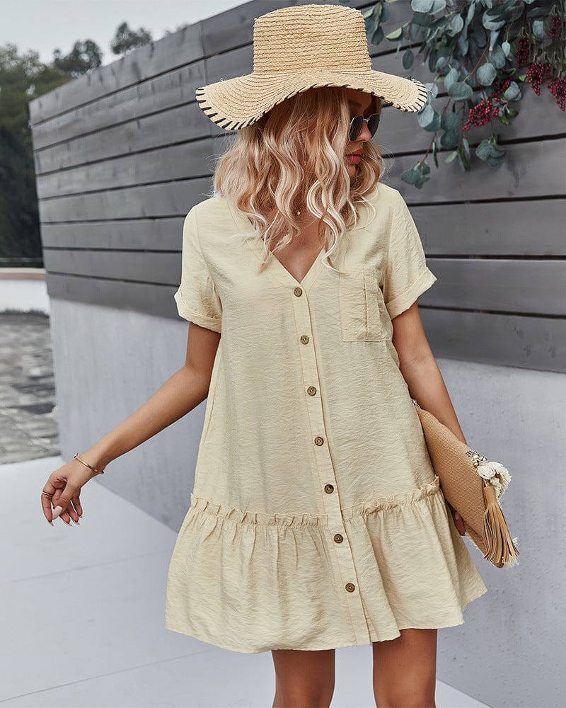 Button Down Patch Pocket Dress