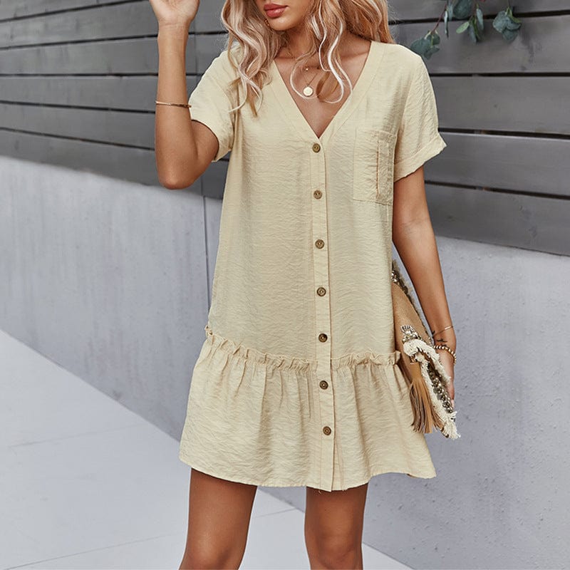 Button Down Patch Pocket Dress