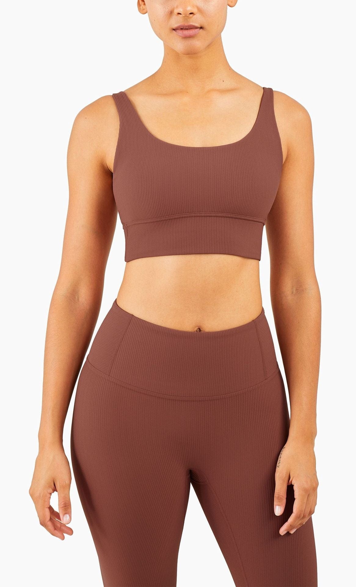 Ribbed Scoop Neck Sports Bra