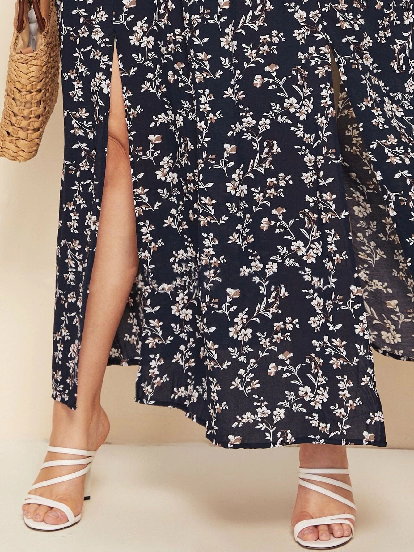 Plus Size Off Shoulder Floral Maxi Dress