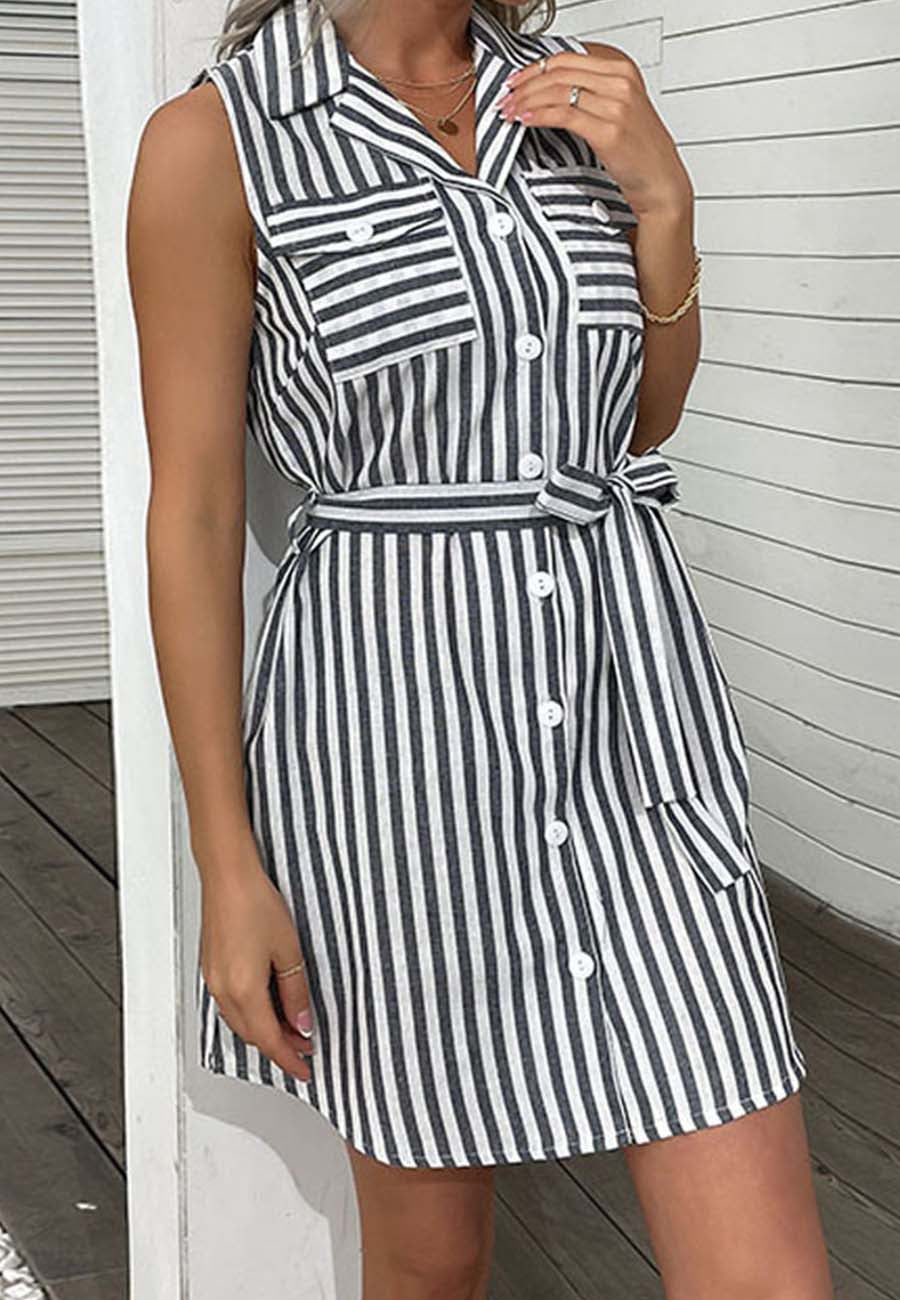 Button Down Striped Summer Dress