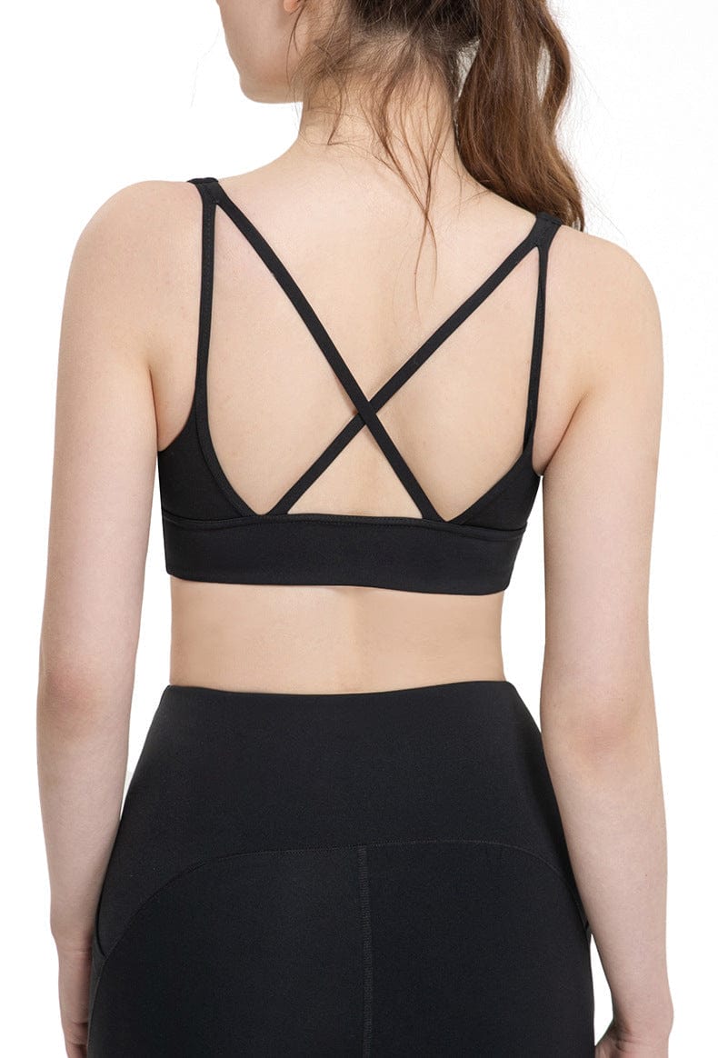 Cross Straps V-Neck Sports Bra