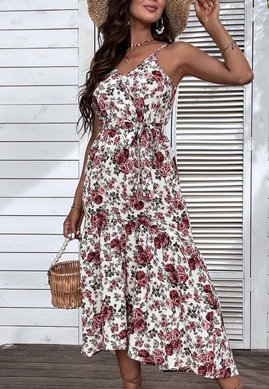 Bright Rose Floral Strappy Dress
