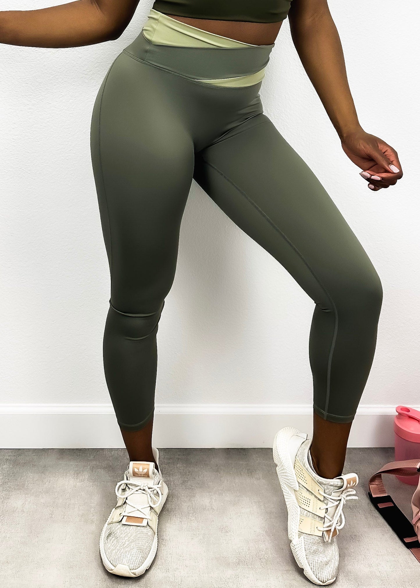 Two Toned Cross High Waist Leggings