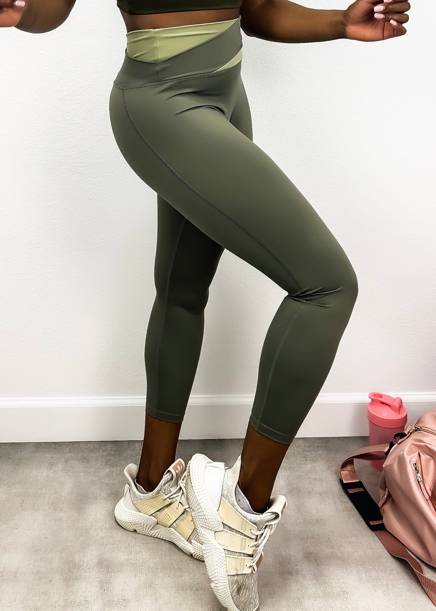 Two Toned Cross High Waist Leggings