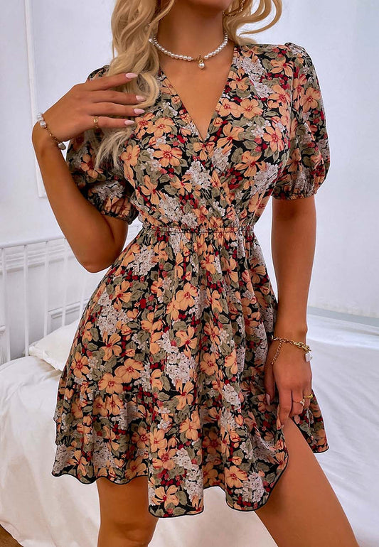 Open Tie Back Floral Dress