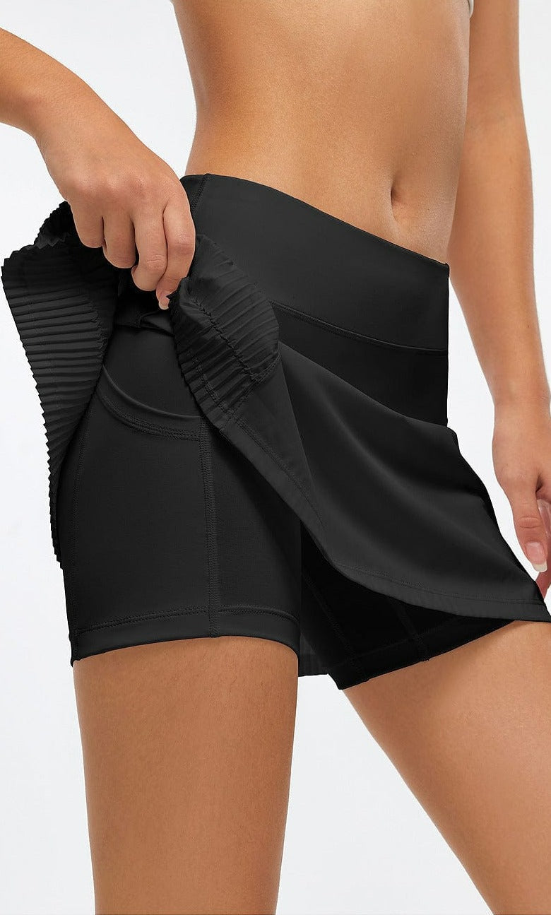 Ruffled Back Mid Rise Tennis Skort