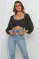 Square Neck Puff Long Sleeve Bow Tying Crop Top