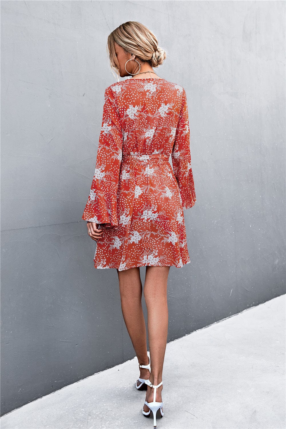 Floral Print Bell Sleeve Dress