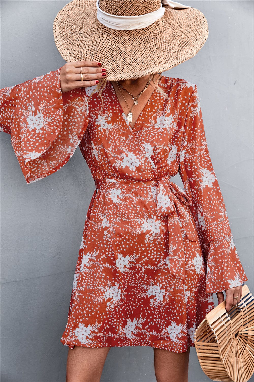 Floral Print Bell Sleeve Dress