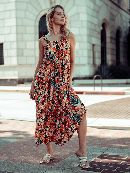 Floral Low Back Maxi Dress