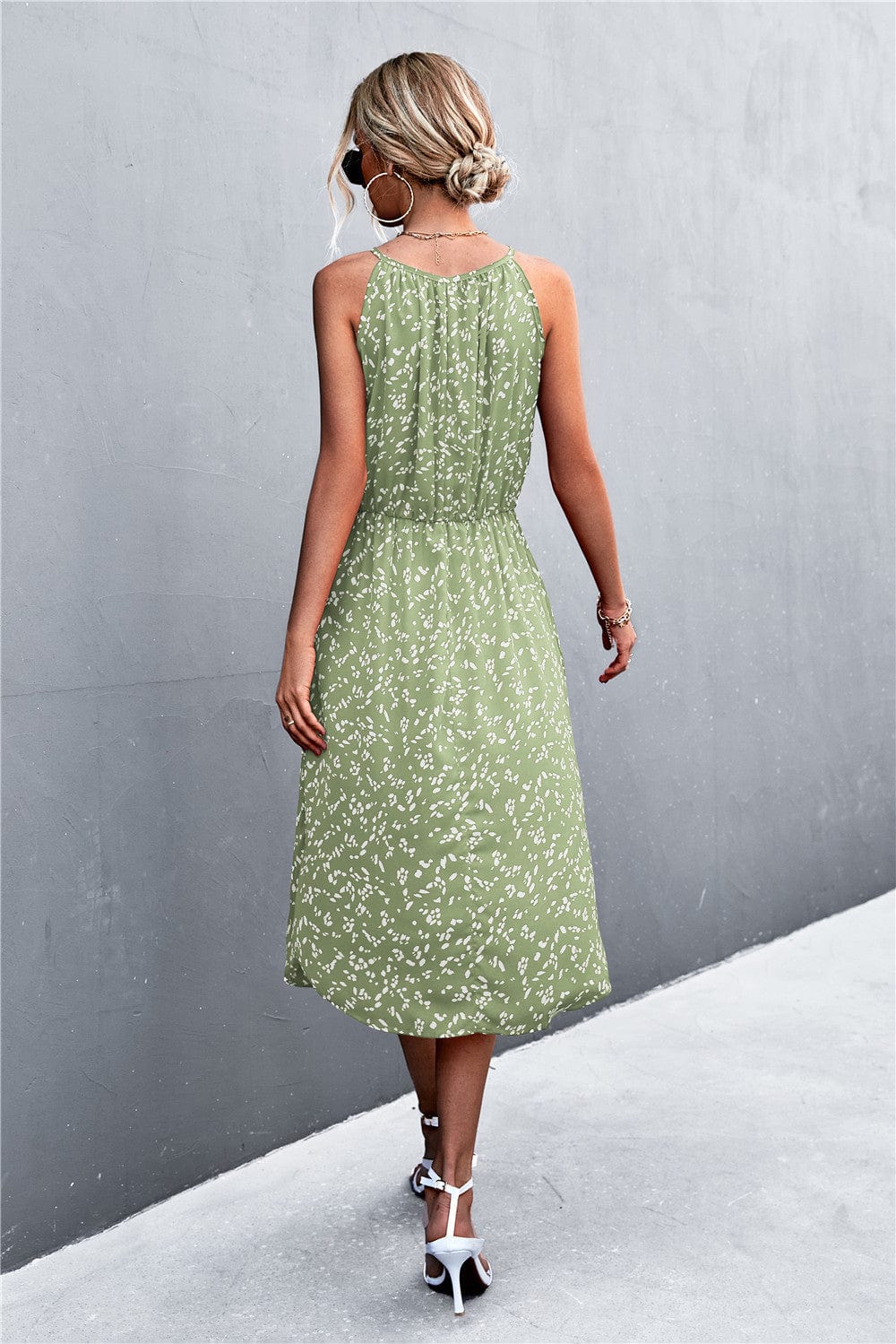 Tie Neck Printed Spring Dress