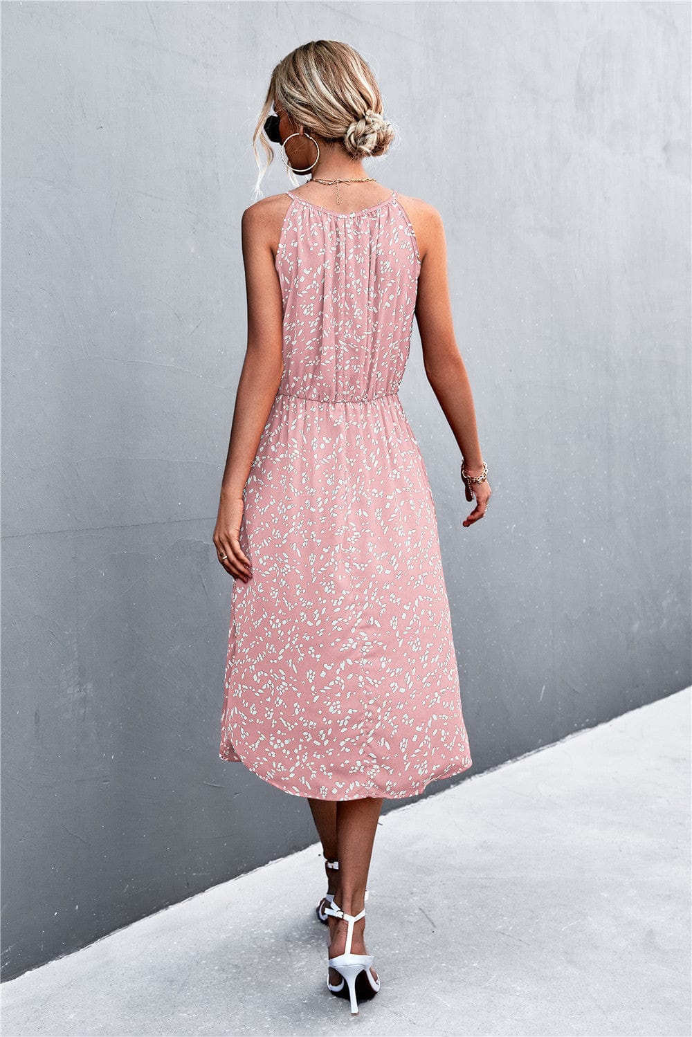 Tie Neck Printed Spring Dress