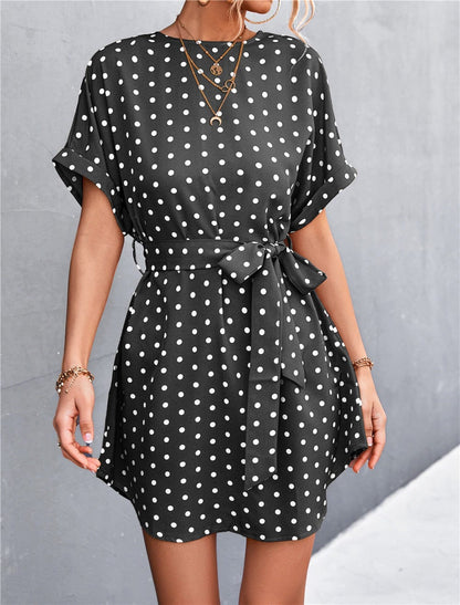 Polka Dot Rounded Hem Dress