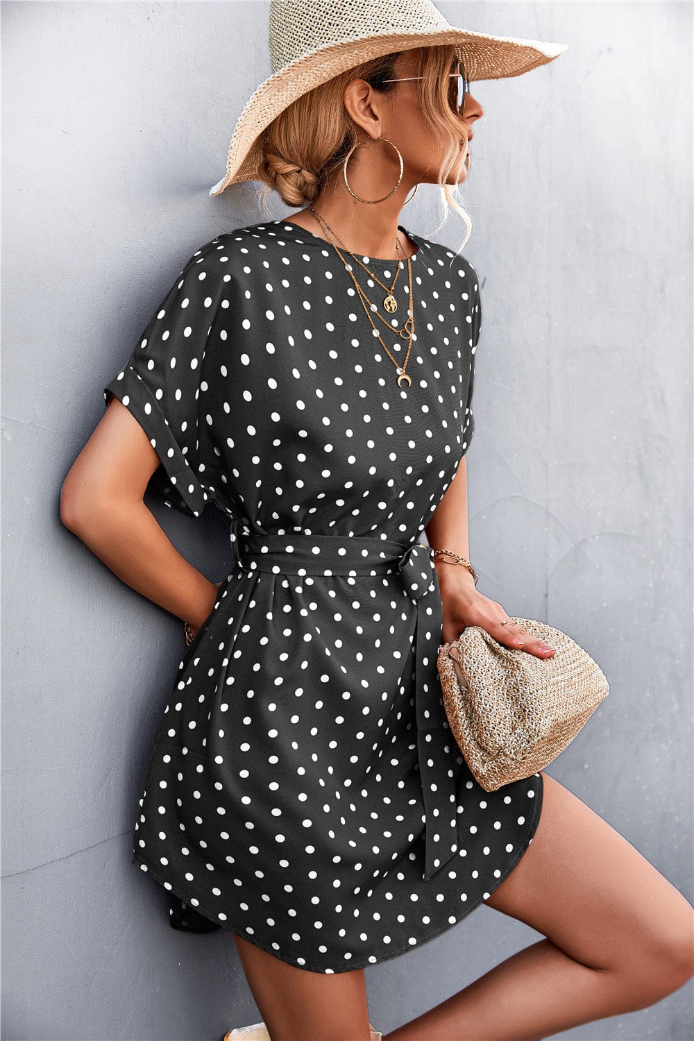 Polka Dot Rounded Hem Dress